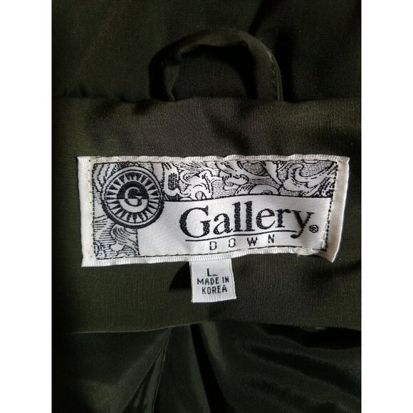 Vintage Gallery Coat Duck Down Long Green Quilted Double Breasted Tag L Fits XL - Picture 6 of 9
